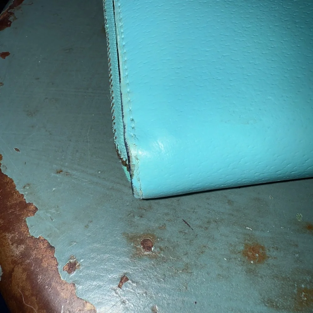 Kate Spade Teal Leather Wallet with Gold Polka Dots interior - Picture 3 of 9